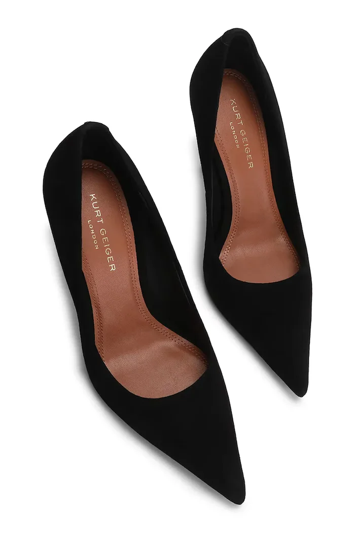 Kurt Geiger London обувки с ток от велур Bank Court черни 6149900209