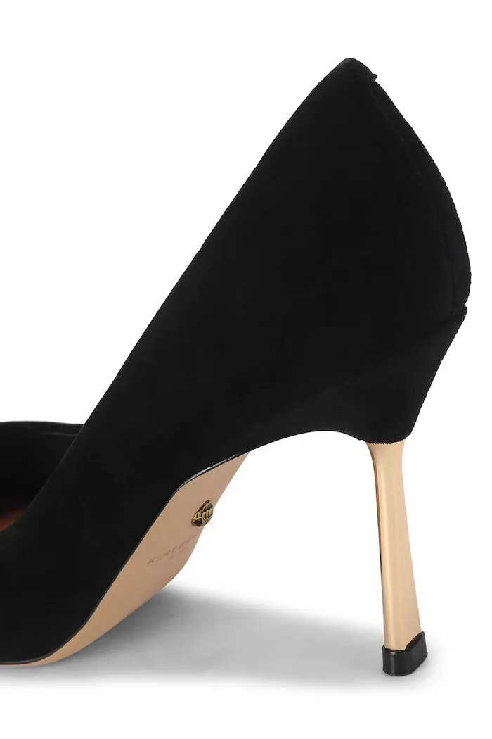 Kurt Geiger London обувки с ток от велур Bank Court черни 6149900209