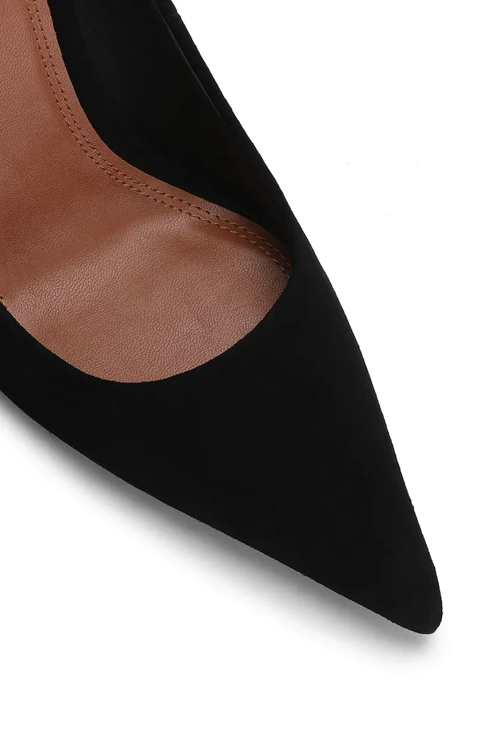 Kurt Geiger London обувки с ток от велур Bank Court черни 6149900209