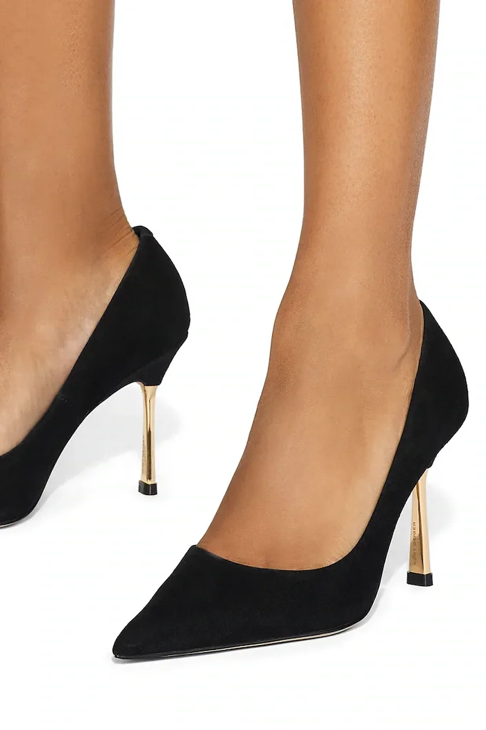 Kurt Geiger London обувки с ток от велур Bank Court черни 6149900209