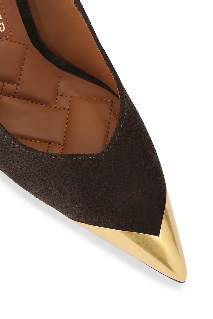 Kurt Geiger London обувки с ток от велур Regent Point Court кафяви 4986935209