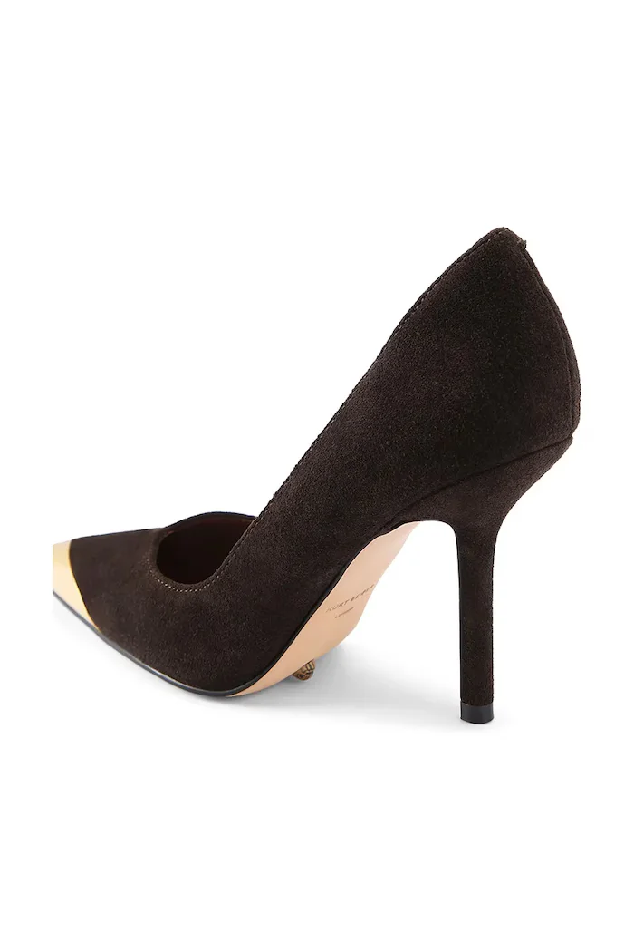 Kurt Geiger London обувки с ток от велур Regent Point Court кафяви 4986935209