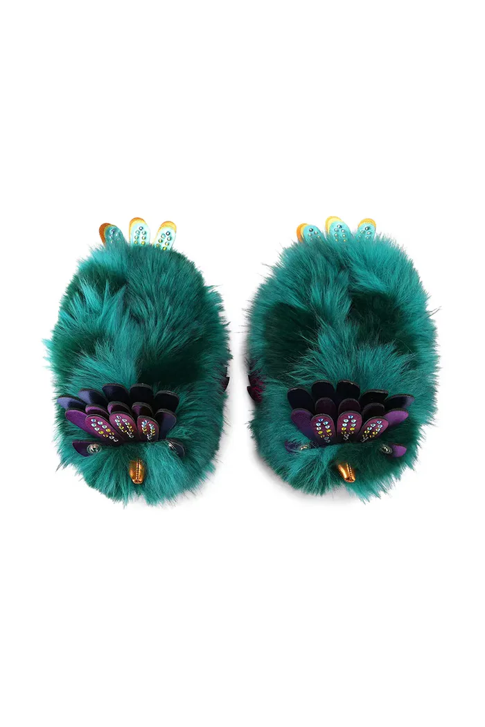 Kurt Geiger London пантофи дамски Eagle Fluff Slipper тюркоазени 6312970999