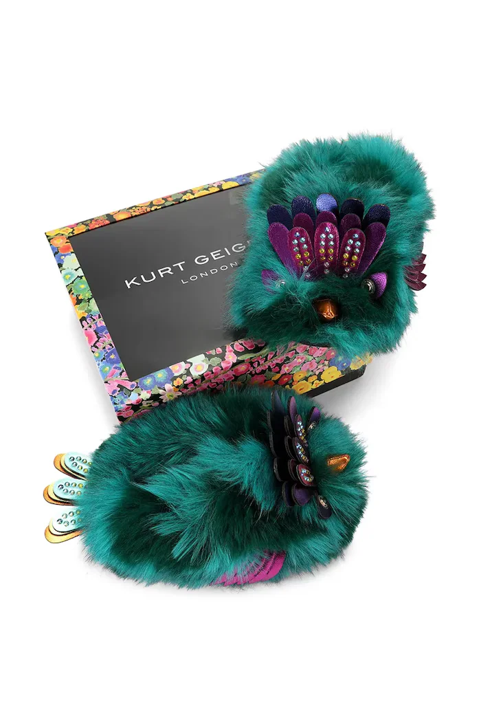 Kurt Geiger London пантофи дамски Eagle Fluff Slipper тюркоазени 6312970999