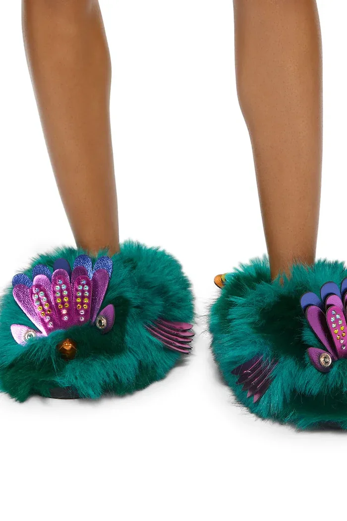 Kurt Geiger London пантофи дамски Eagle Fluff Slipper тюркоазени 6312970999