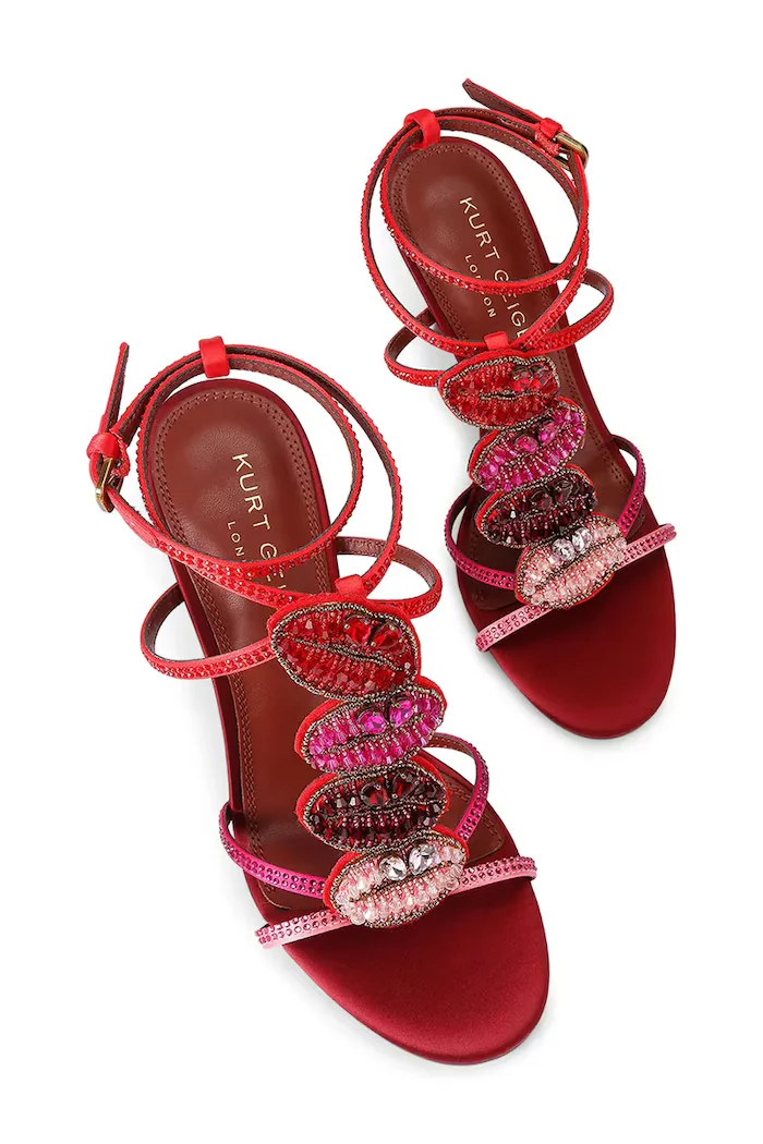 Kurt Geiger London сандали с висок ток Kiss Sandal Pink Comb Fabric червени 5803957609