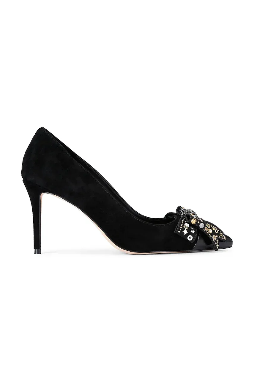 Kurt Geiger London Велурени обувки с тънък ток Belgravia Stud Bow