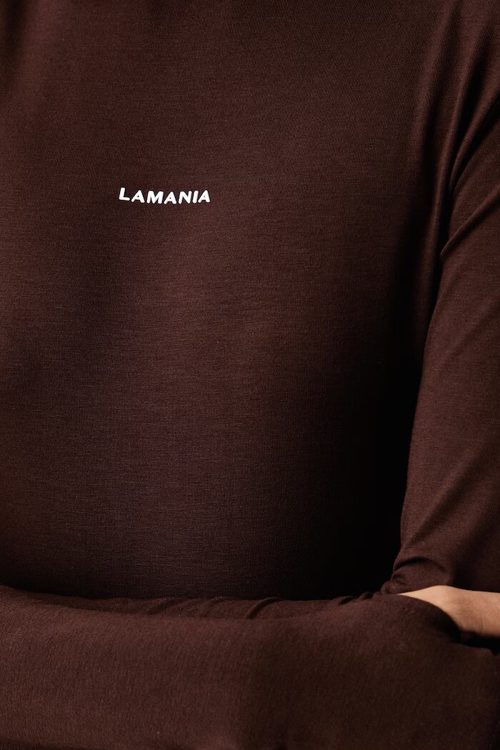 La Mania блуза с дълги ръкави дамска с вискоза кафява SLEEK