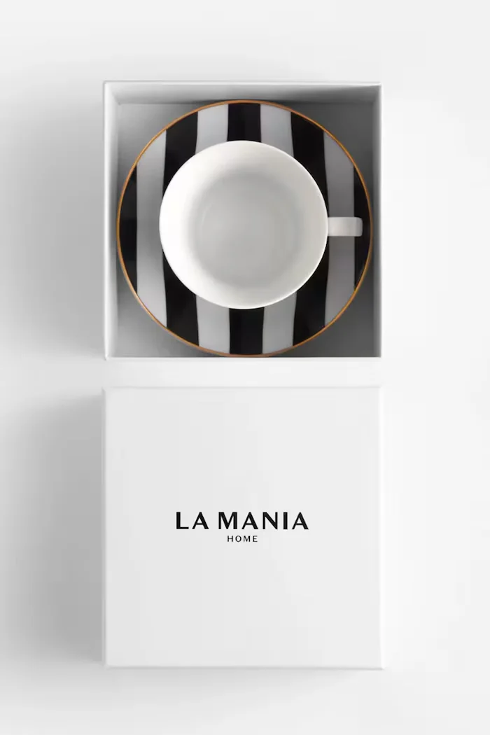 La Mania Чаша и чинийка Stripes 200 ml