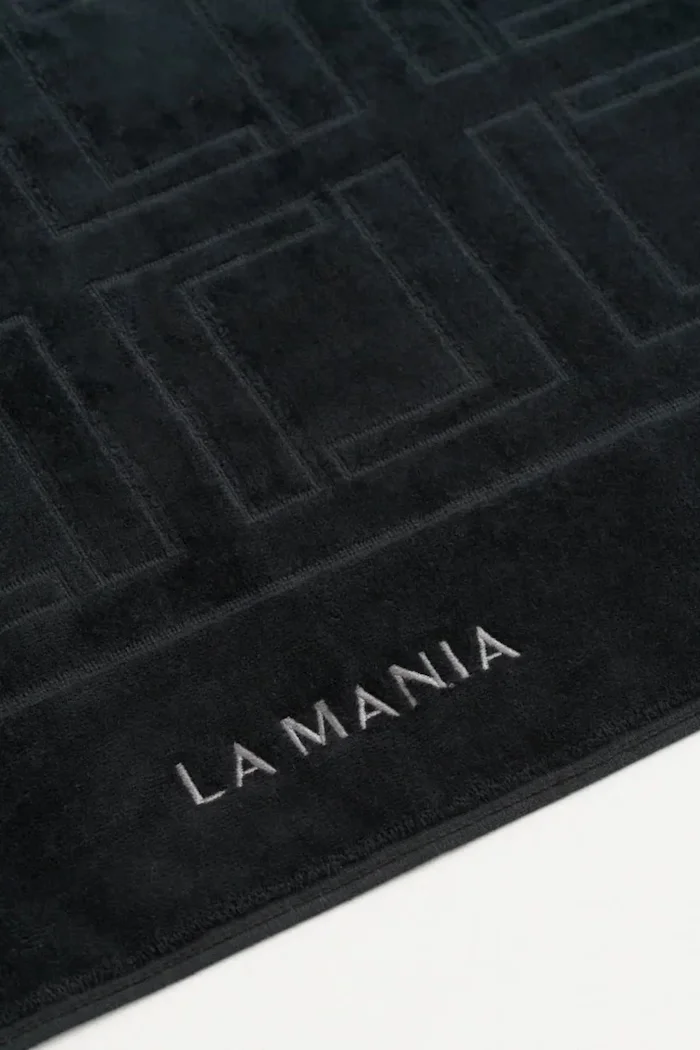 La Mania Памучен килим за баня Mono Mania 50 x 100 cm в черно