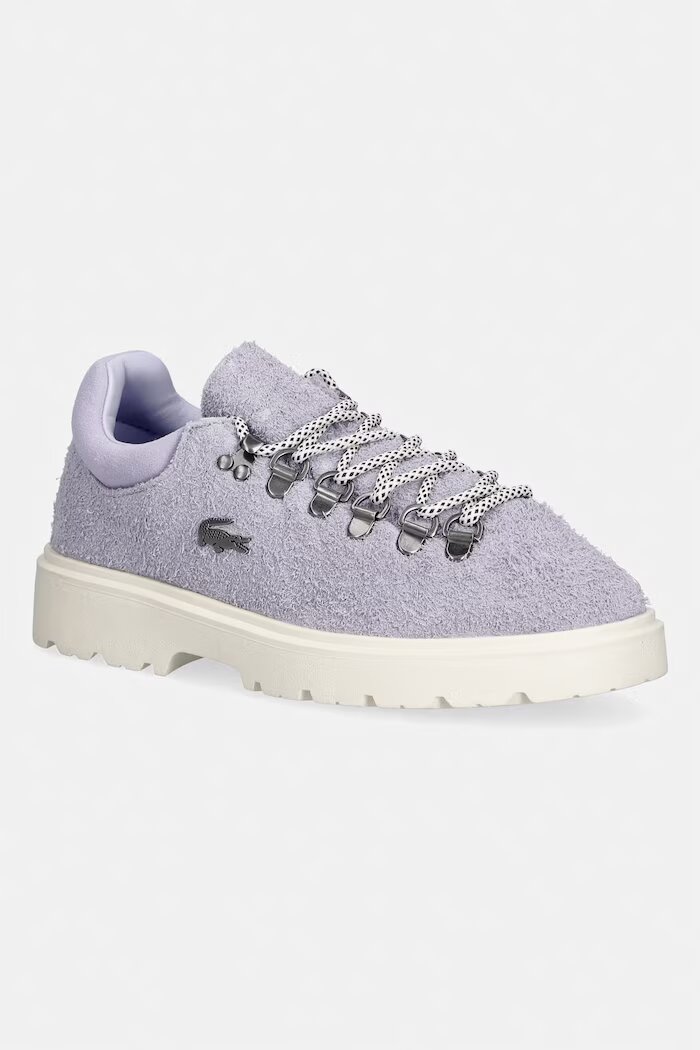 Lacoste Baseshot маратонки дамски от велур виолетови обувки с платформа 50SFA0040 LP6