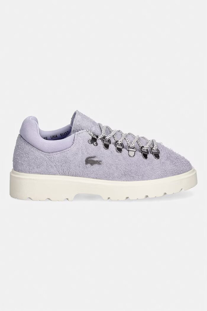 Lacoste Baseshot маратонки дамски от велур виолетови обувки с платформа 50SFA0040 LP6