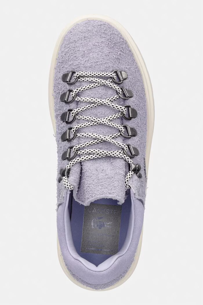 Lacoste Baseshot маратонки дамски от велур виолетови обувки с платформа 50SFA0040 LP6