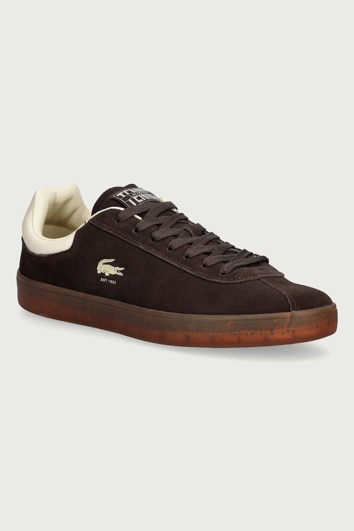 Lacoste BASESHOT маратонки мъжки от велур кафяви 52SMA0044