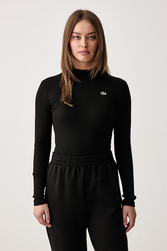 Lacoste блуза с дълги ръкави дамска от памук черна TF3164