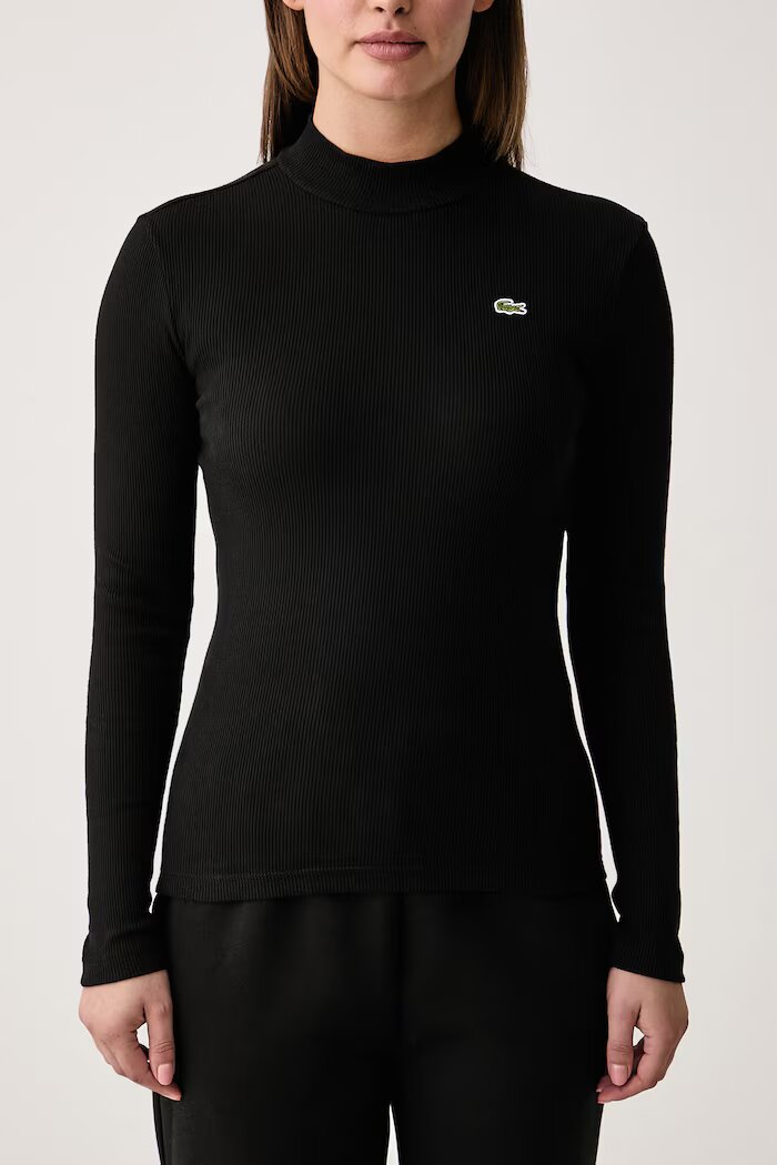 Lacoste блуза с дълги ръкави дамска от памук черна TF3164