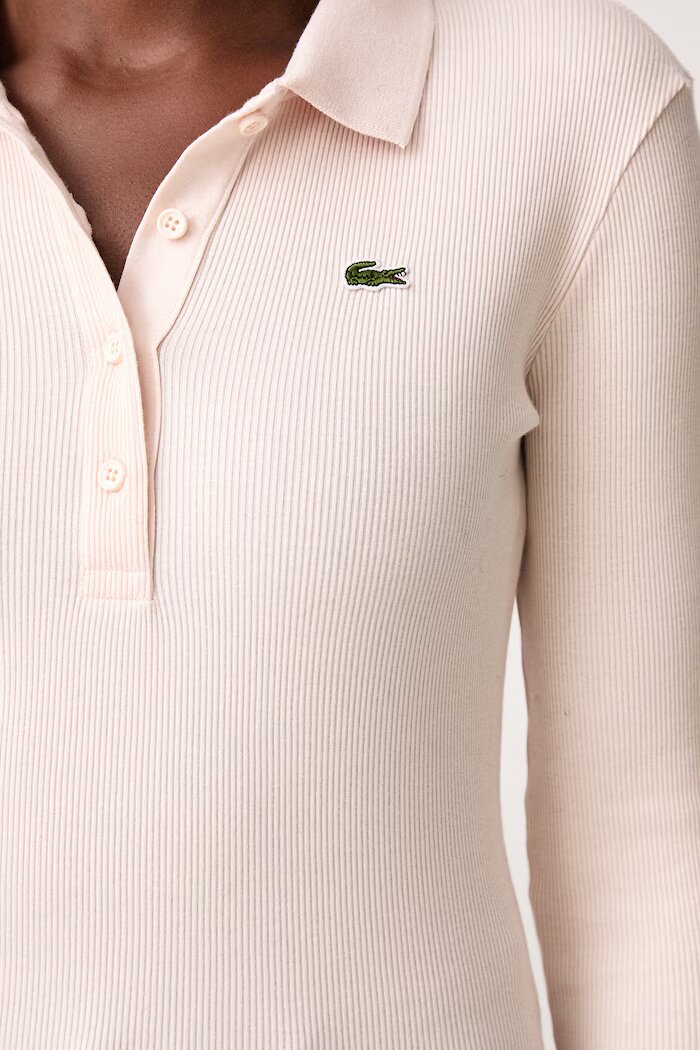 Lacoste блуза с дълги ръкави дамска от памук розова DF5281
