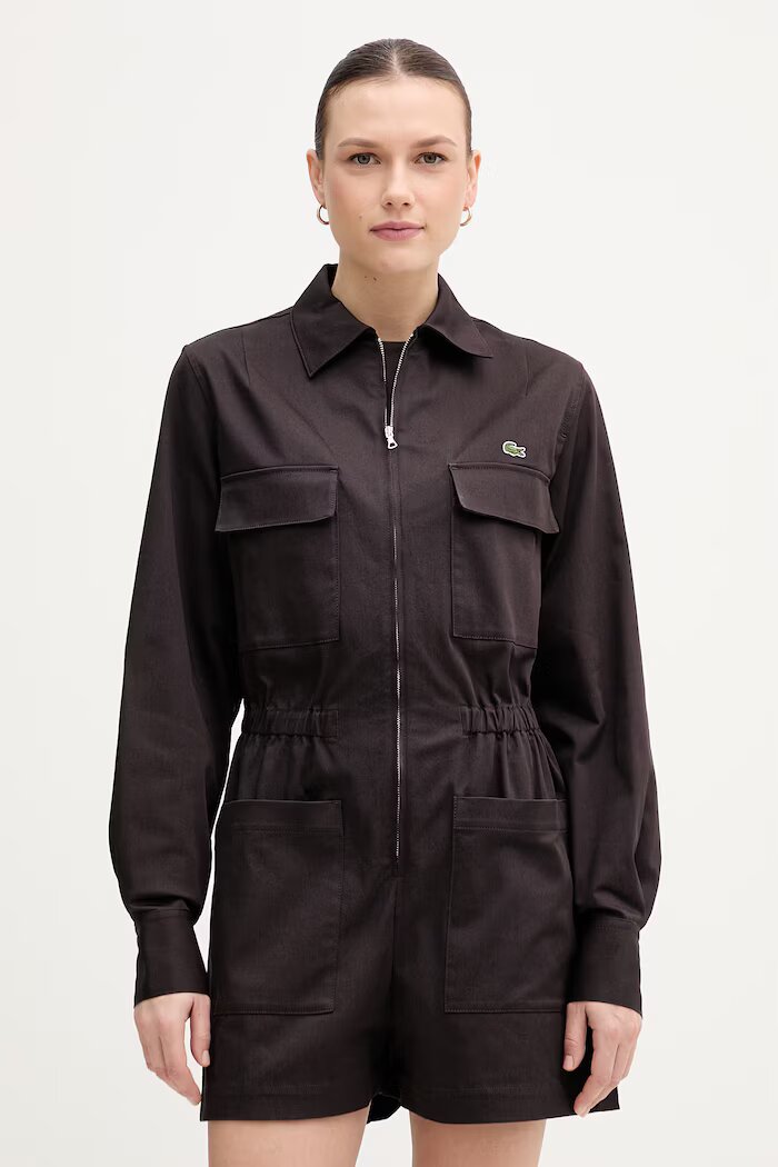 Lacoste гащеризон дамски от памук с еластан кафяв EF0557
