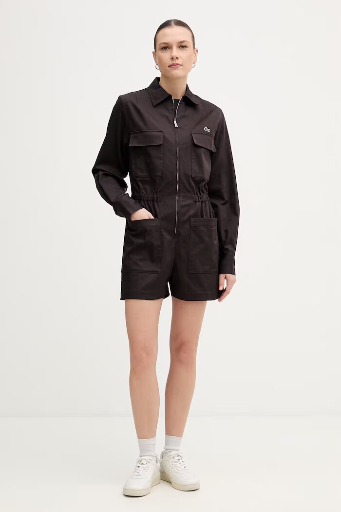 Lacoste гащеризон дамски от памук с еластан кафяв EF0557