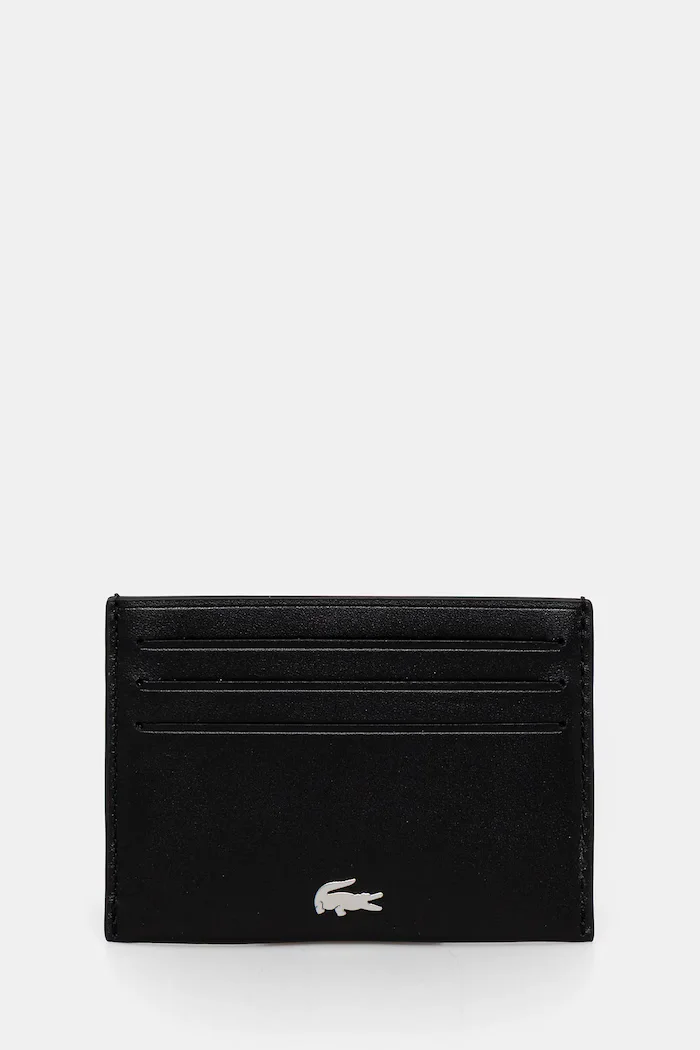 Lacoste калъф за карти мъжки от кожа черен NH1346FG