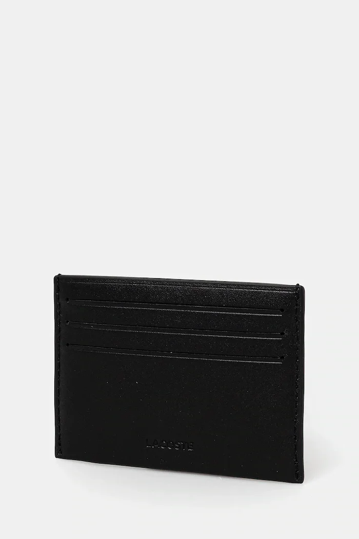 Lacoste калъф за карти мъжки от кожа черен NH1346FG