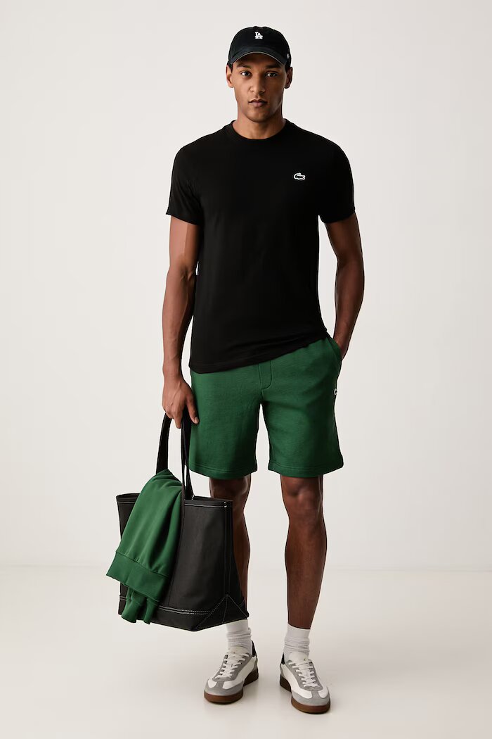 Lacoste къс панталон тип анцуг мъжки с памук зелен със стандартна талия GH8861