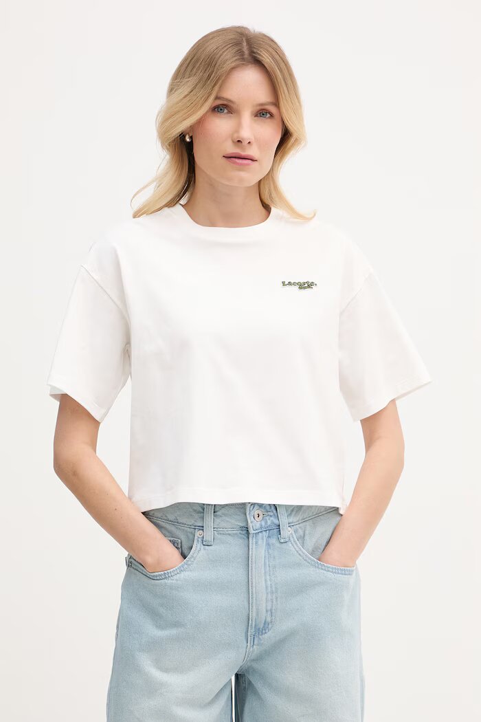 Lacoste къс топ дамски от памук бял TF7605