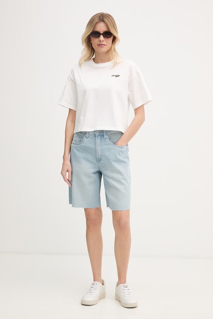 Lacoste къс топ дамски от памук бял TF7605