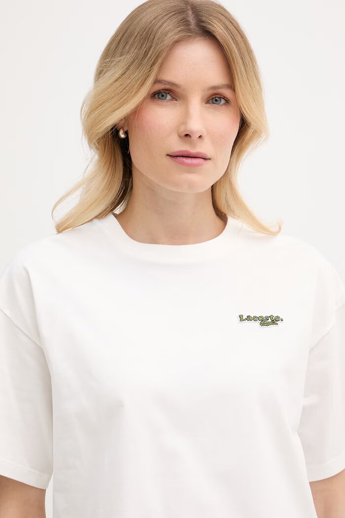 Lacoste къс топ дамски от памук бял TF7605