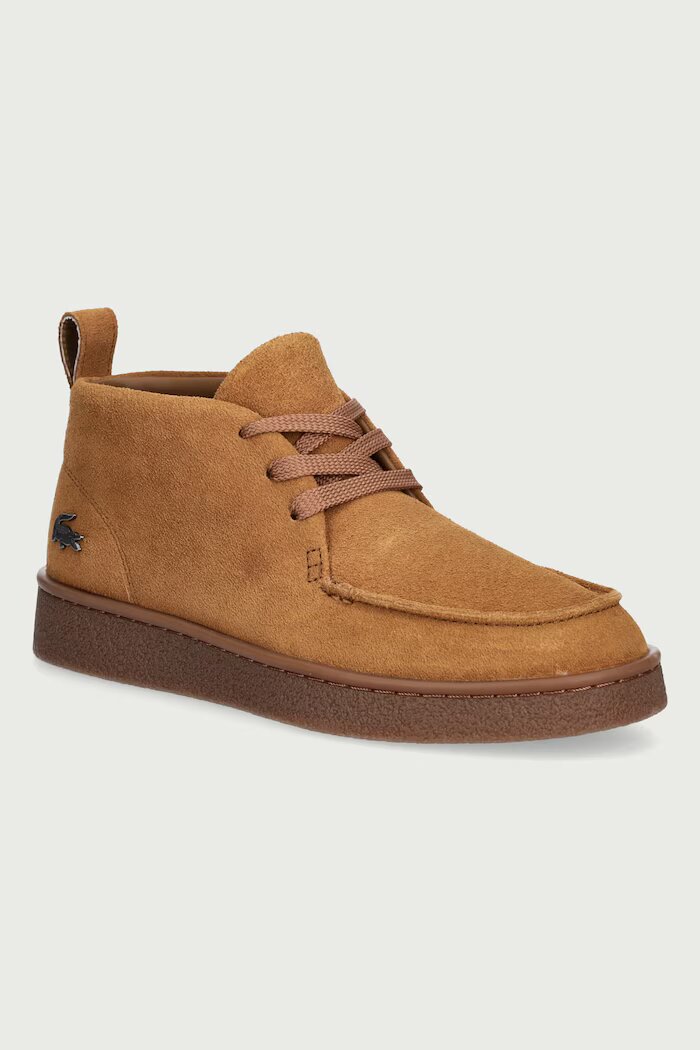 Lacoste обувки мъжки от велур BASESHOT CHUKKA кафяви 50SMA0028