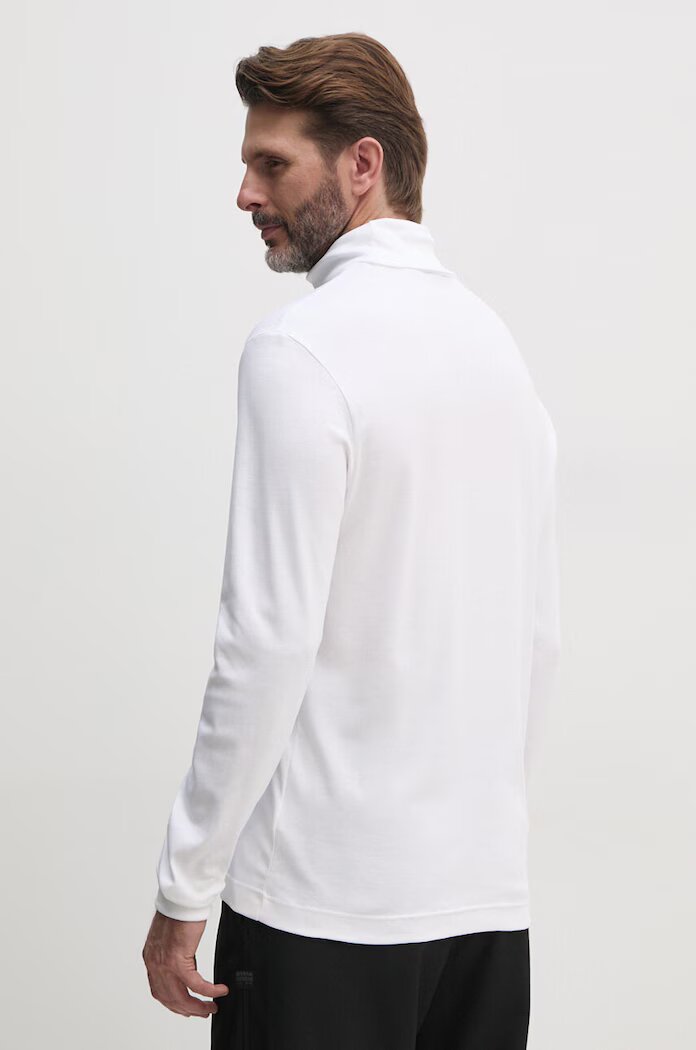 Lacoste Памучна блуза с дълги ръкави в бяло с изчистен дизайн UH2828