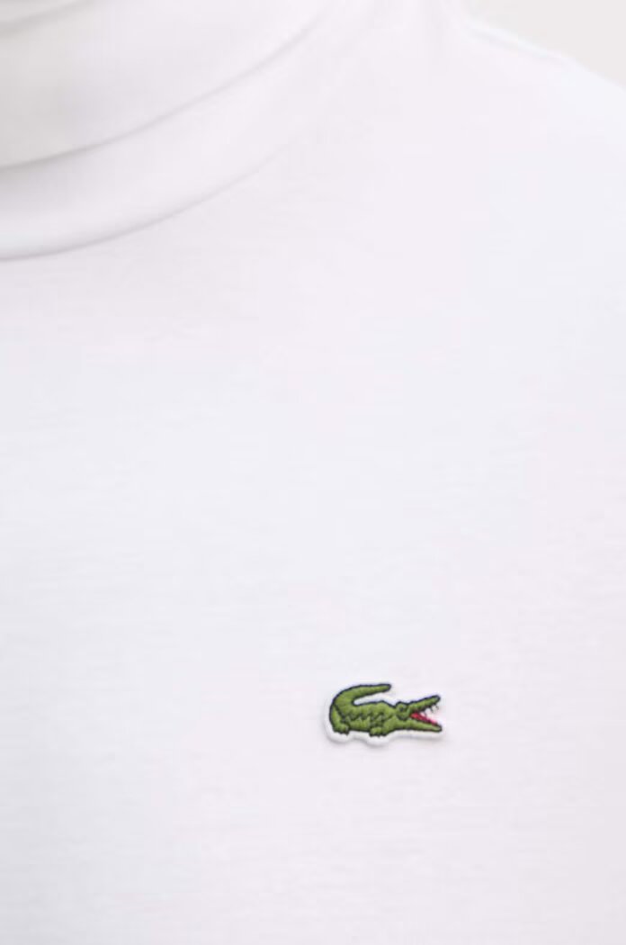 Lacoste Памучна блуза с дълги ръкави в бяло с изчистен дизайн UH2828