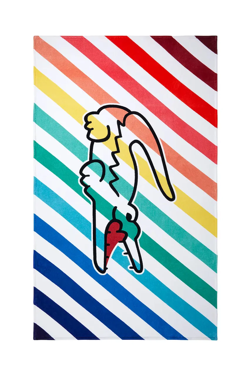 Lacoste Памучна плажна кърпа LRAINBOW 100 x 170 cm