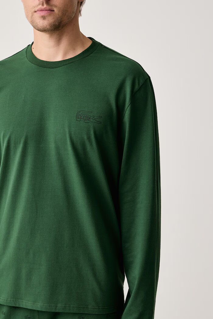Lacoste пижама от две части мъжка от памук с еластан зелена 4H9147