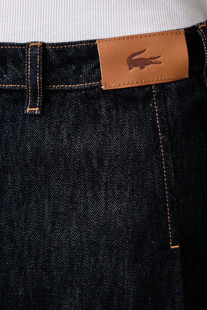 Lacoste плисирана пола от деним тъмносиня JF8311