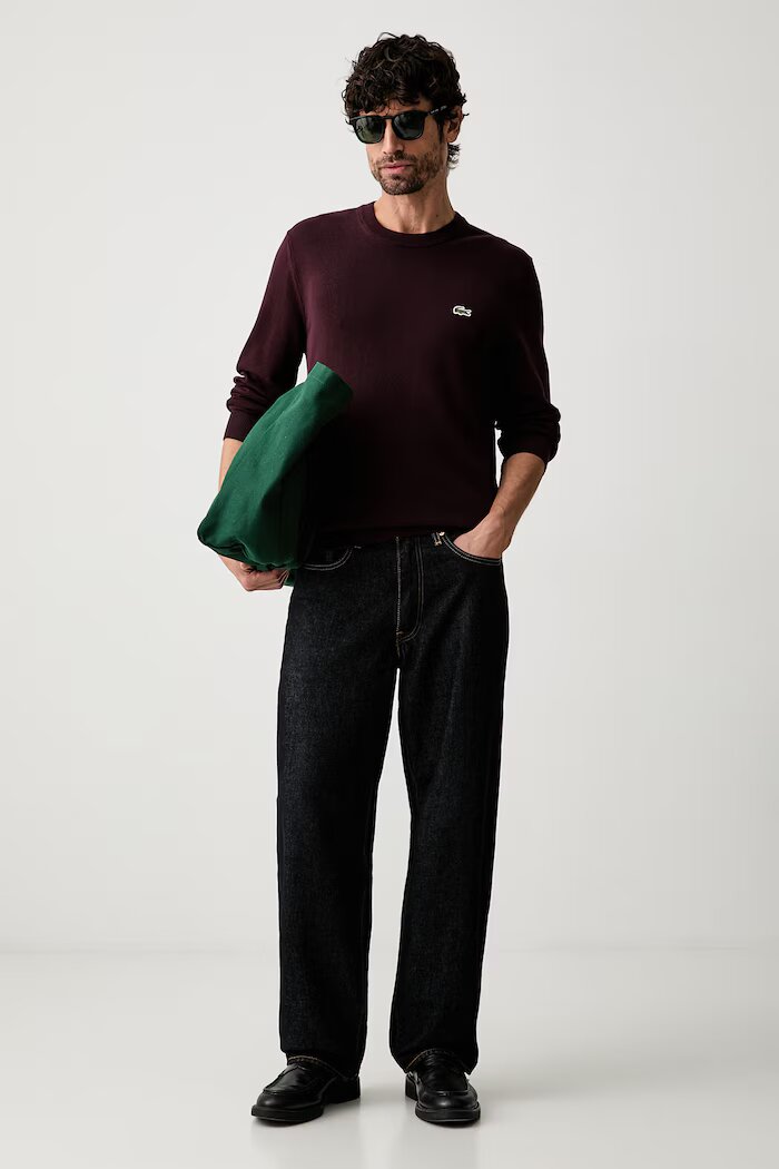 Lacoste пуловер мъжки от памук черен AH1985