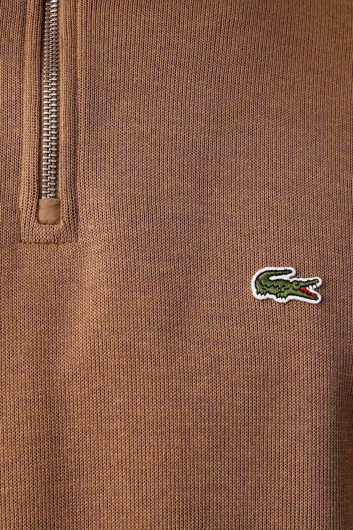 Lacoste пуловер с ниско поло мъжки от памук кафяв SH1927
