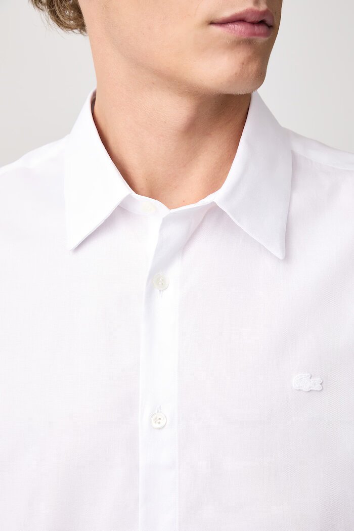 Lacoste риза тип Оксфорд от памук бяла с изчистена шарка CH8729