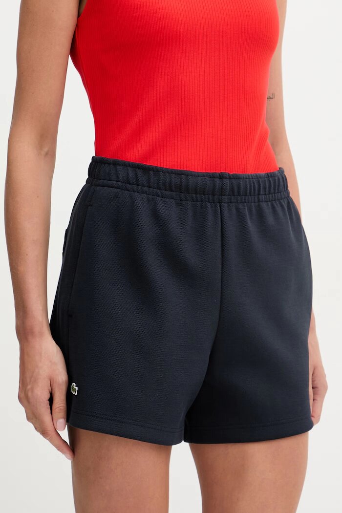 Lacoste спортен къс панталон дамски от памук тъмносин GF6901