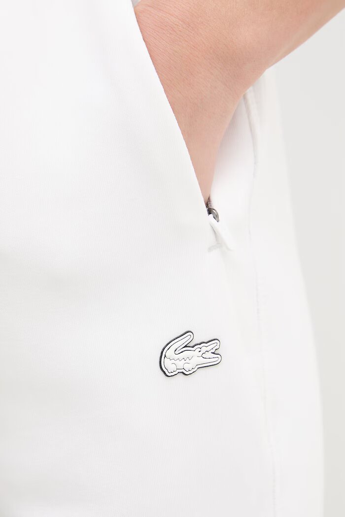 Lacoste спортен панталон дамски с памук бежов с висока талия XF0343