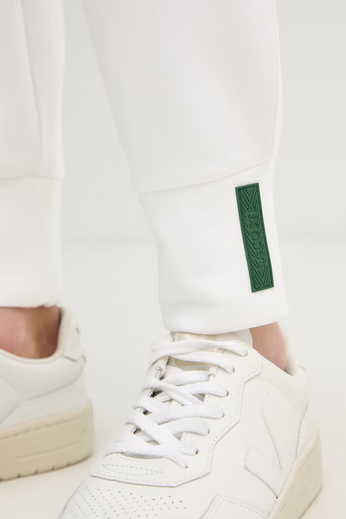 Lacoste спортен панталон дамски с памук бежов с висока талия XF0343