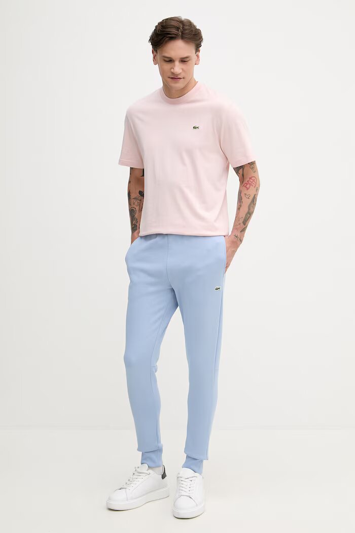 Lacoste спортен панталон мъжки с памук син със стандартна талия XH9624