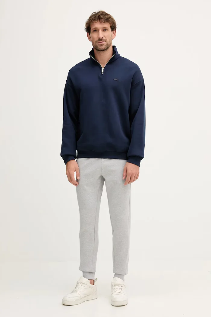 Lacoste спортен панталон мъжки с памук сив със стандартна талия XH9583