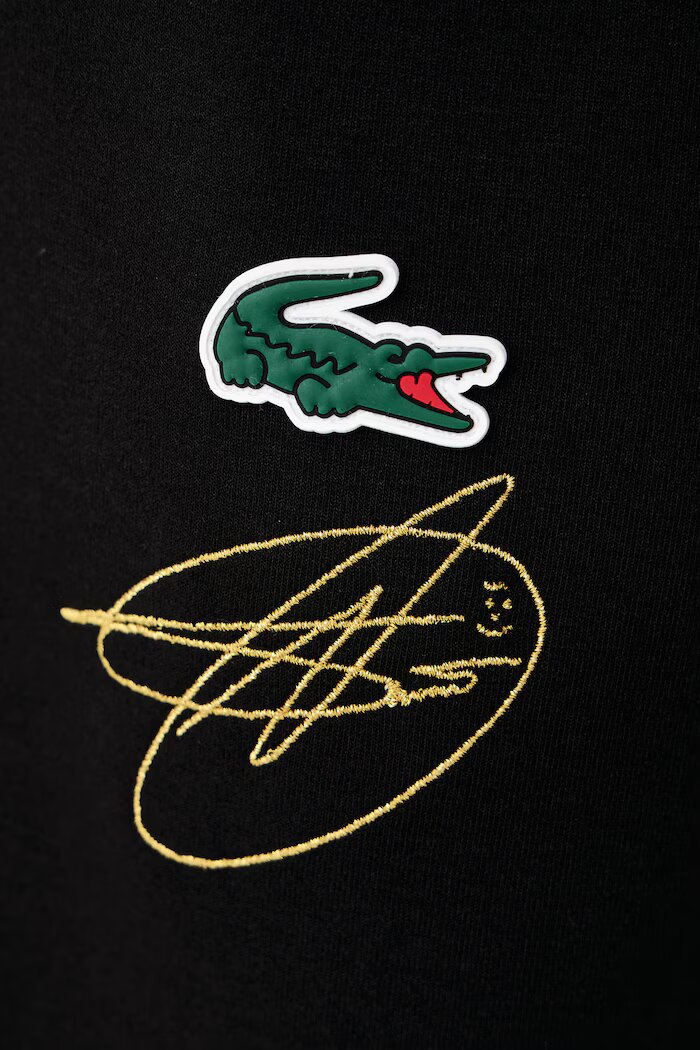 Lacoste спортен панталон мъжки с памук x Novak Djokovic черен със стандартна талия XH3082