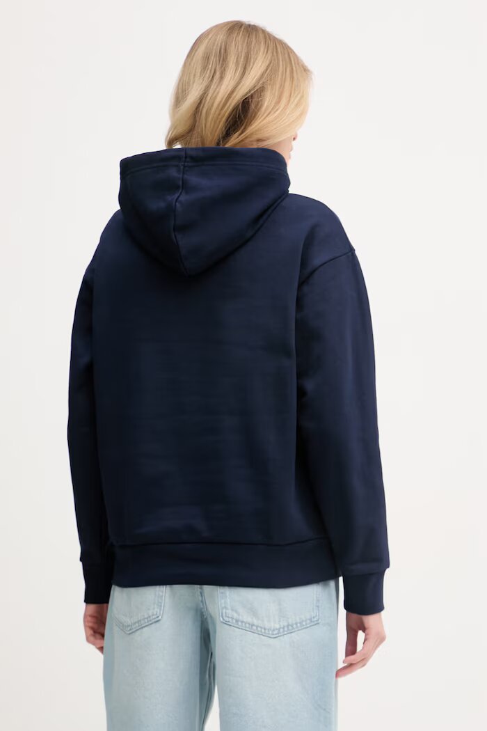 Lacoste суичър с качулка дамски от памук тъмносин SF7612