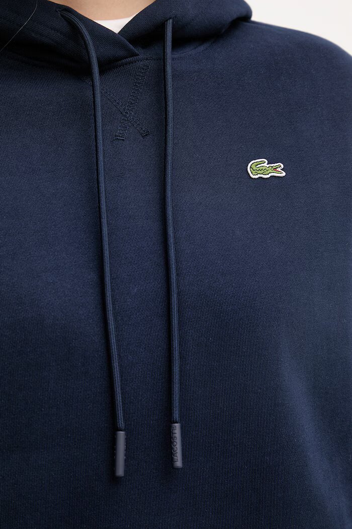 Lacoste суичър с качулка дамски от памук тъмносин SF7612
