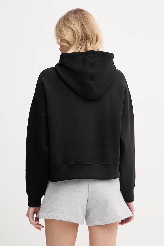 Lacoste суичър с качулка дамски с памук черен SF0048