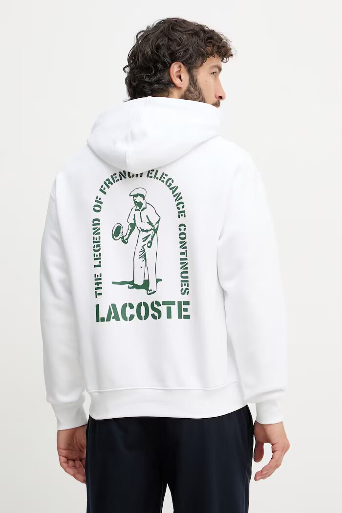 Lacoste суичър с качулка мъжки от памук бял SH1371