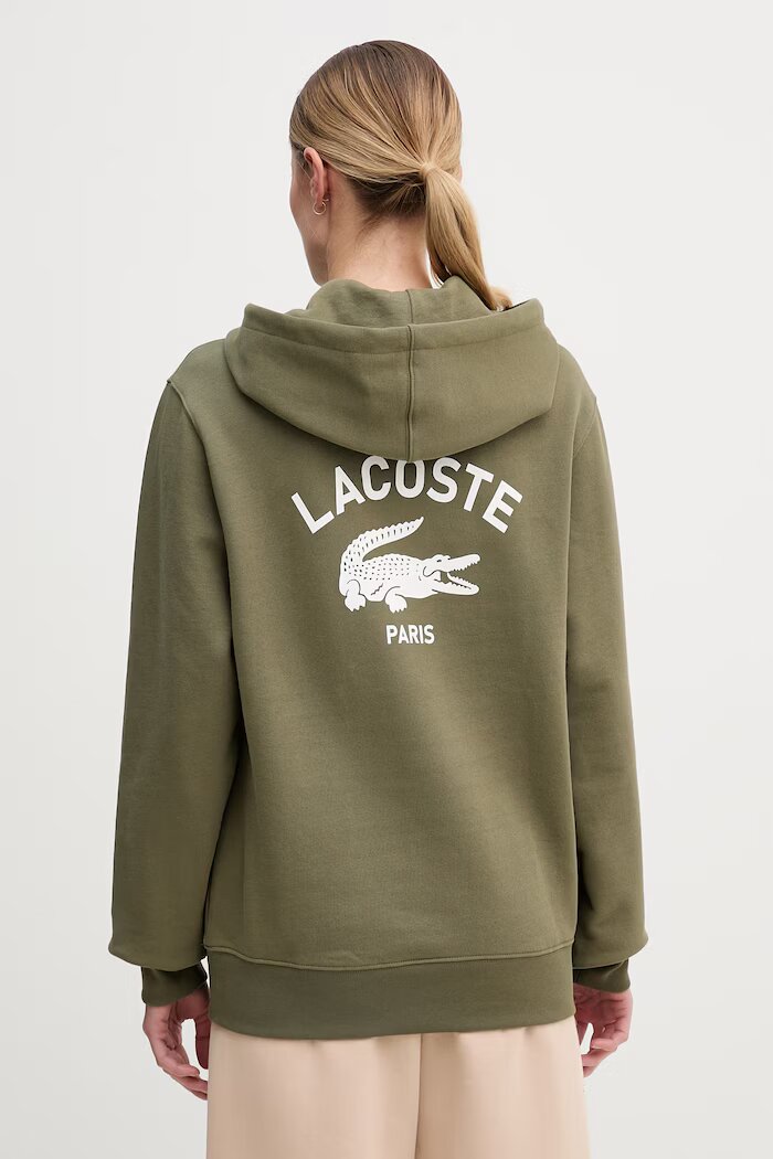 Lacoste суичър с качулка от памук зелен SH2740
