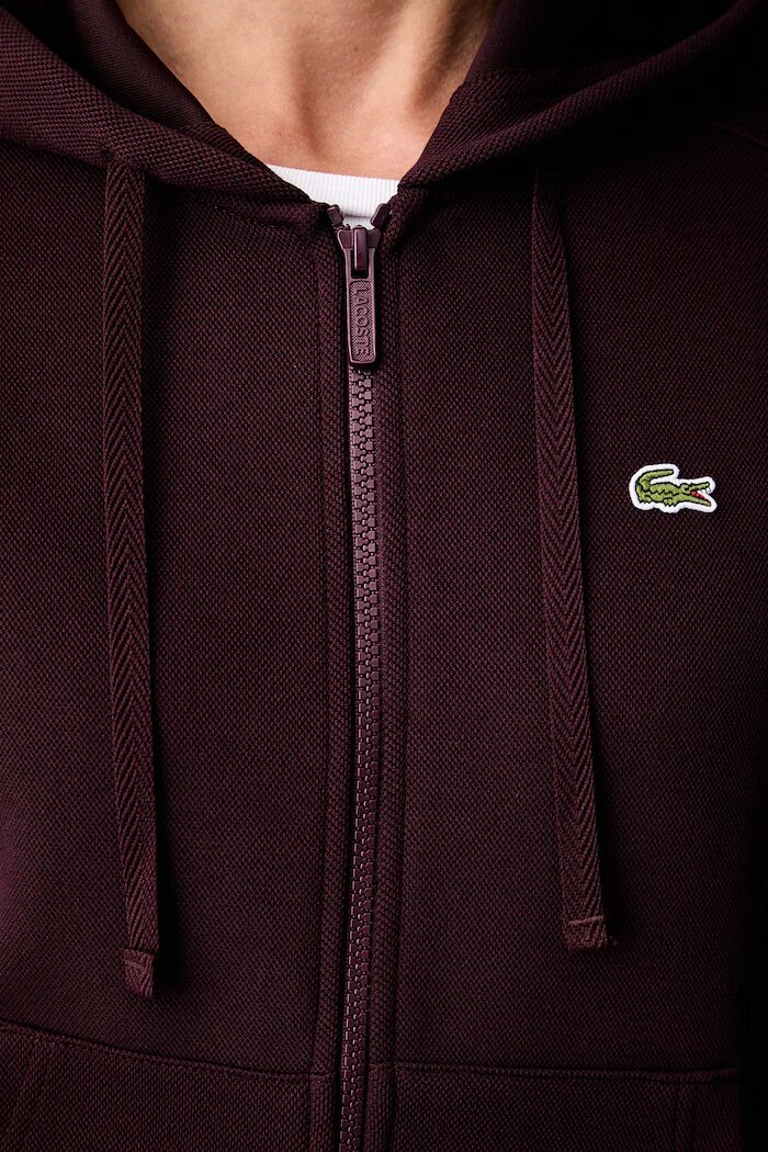 Lacoste суичър с цип и качулка дамски с памук черен SF5272